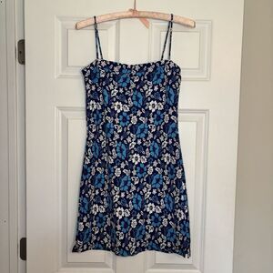 Y2K Vintage Hawaiian Mini Dress Candy Rocket Paper Tag Blue Floral